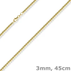 3mm Kugelkette Halskette Collier aus 585 Gold Gelbgold glatt glänzend 45cm