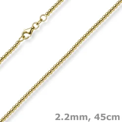 2,2mm Kugelkette Halskette Collier aus 585 Gold Gelbgold glatt poliert 45cm