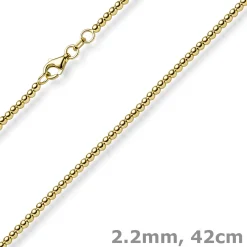 2,2mm Kugelkette Halskette Collier aus 585 Gold Gelbgold glatt poliert 42cm