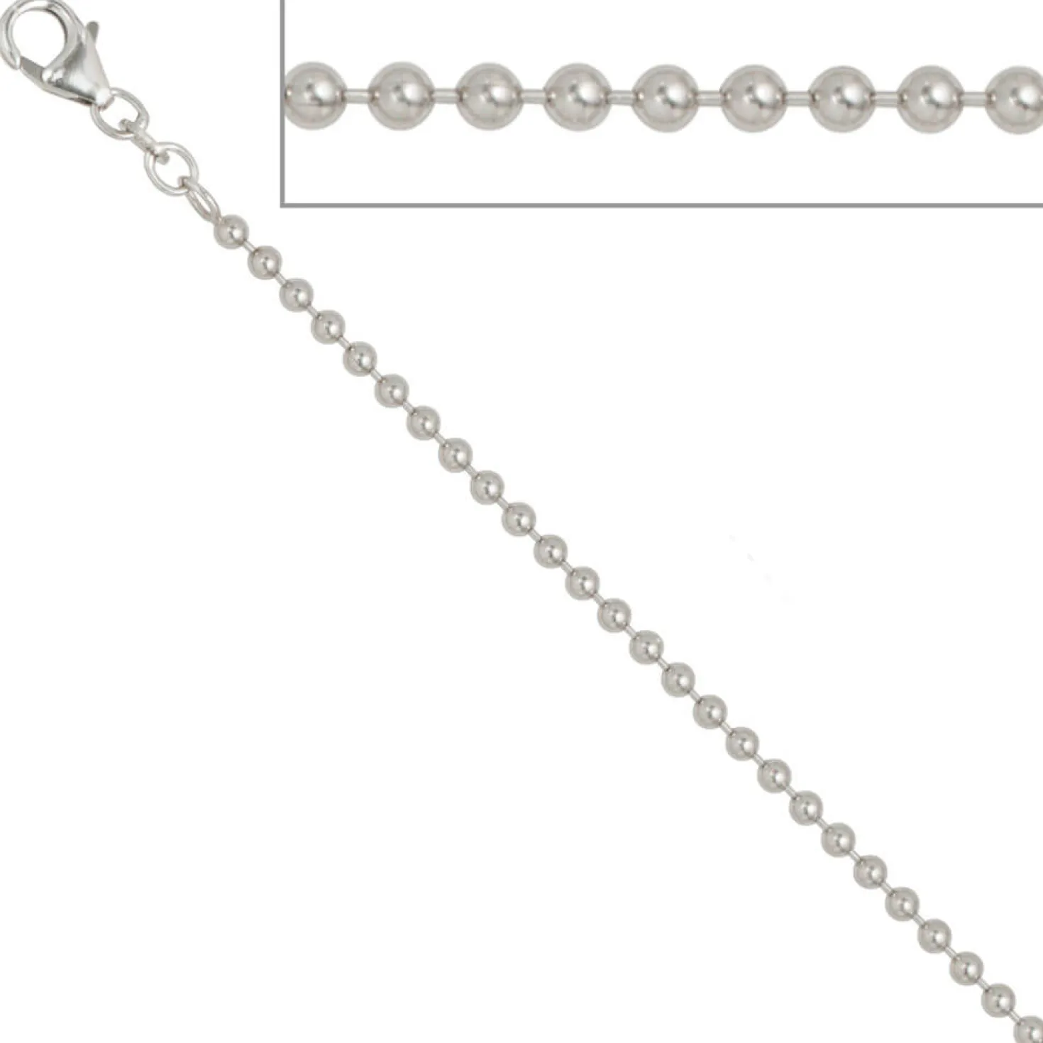 2,5mm Kugelkette Kette Collier Halskette aus echtem 925 Silber 60cm
