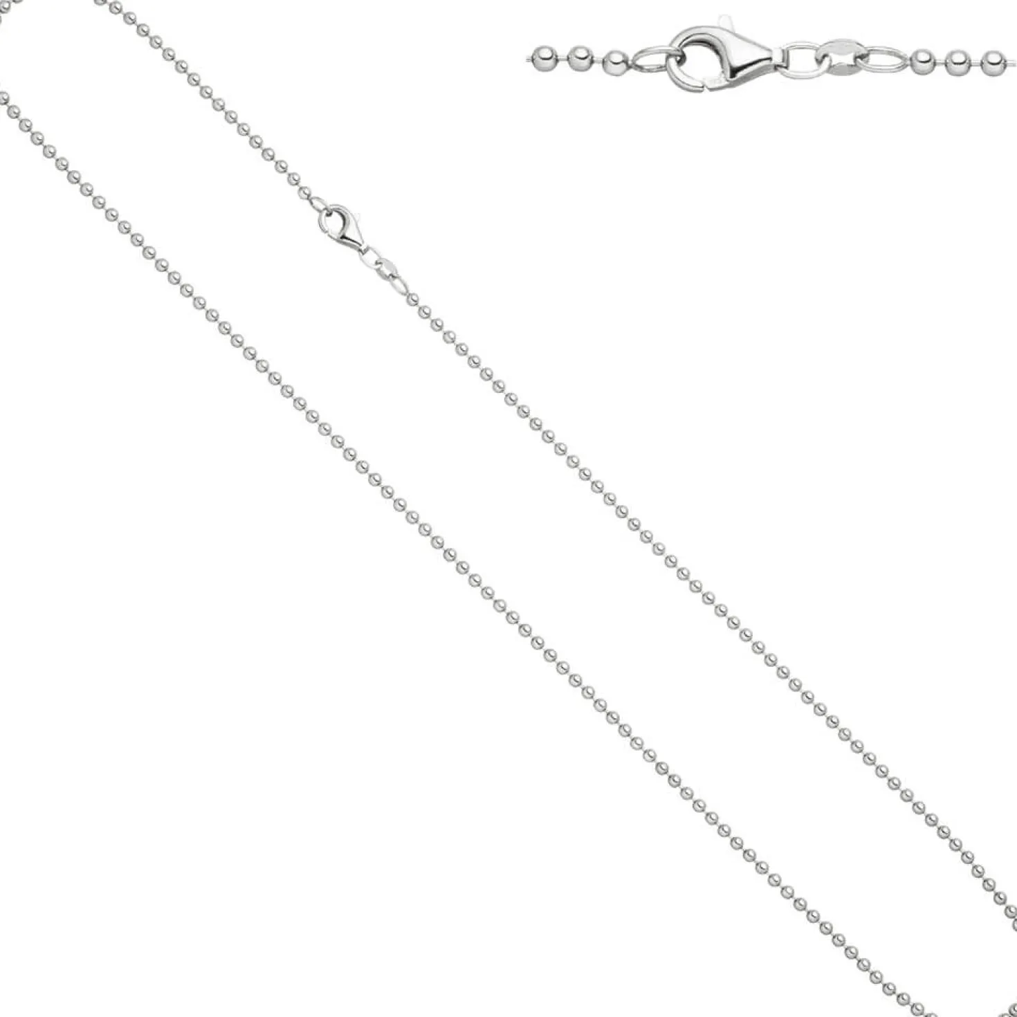 2mm Kugelkette Kette Halskette Collier Halsschmuck aus echtem 925 Silber, 50cm