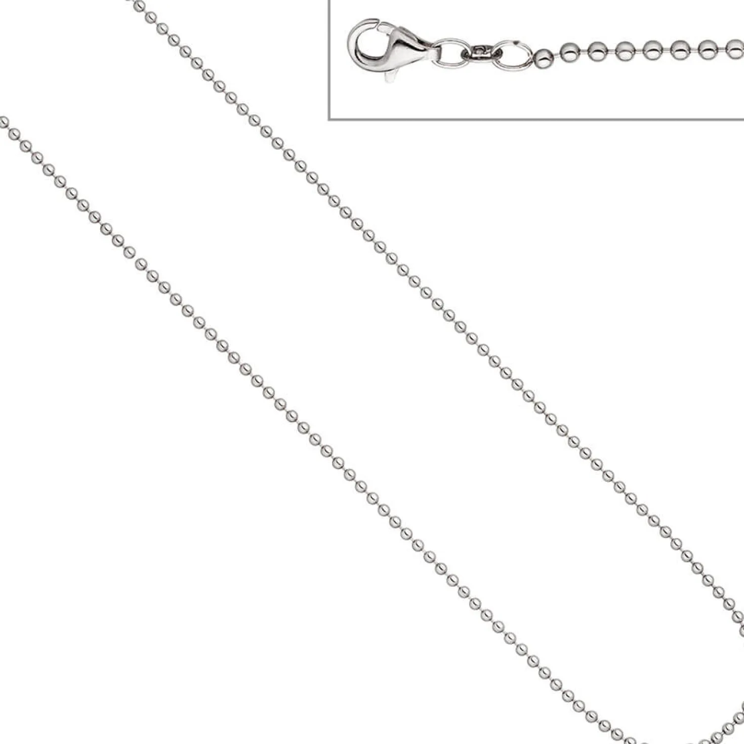 2mm Kugelkette Kette Halskette Collier Halsschmuck aus echtem 925 Silber, 50cm