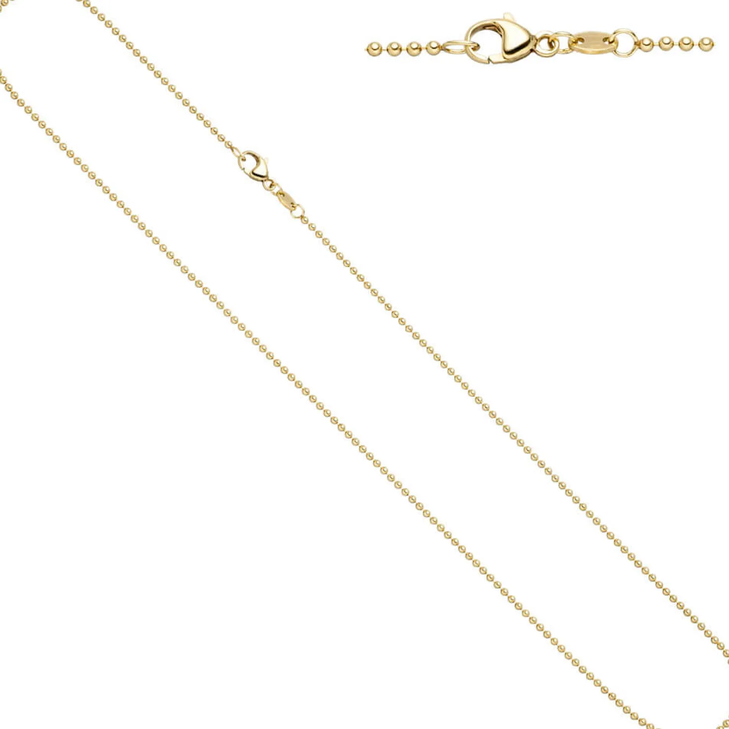 1,5mm Kugelkette Kette Halskette Halsschmuck 585 Gold Gelbgold 42cm