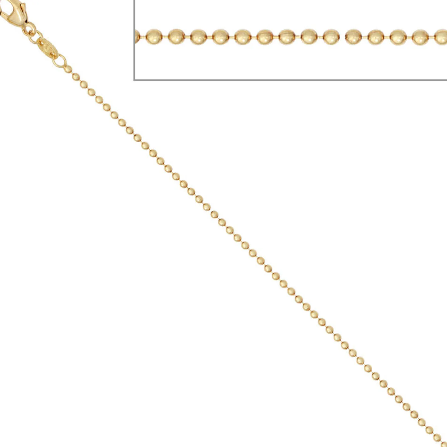 1,5mm Kugelkette Kette Halskette Halsschmuck 585 Gold Gelbgold 42cm