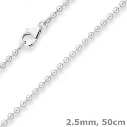 2,5mm Kugelkette Silberkette Collier Halskette aus 925 Silber 50cm