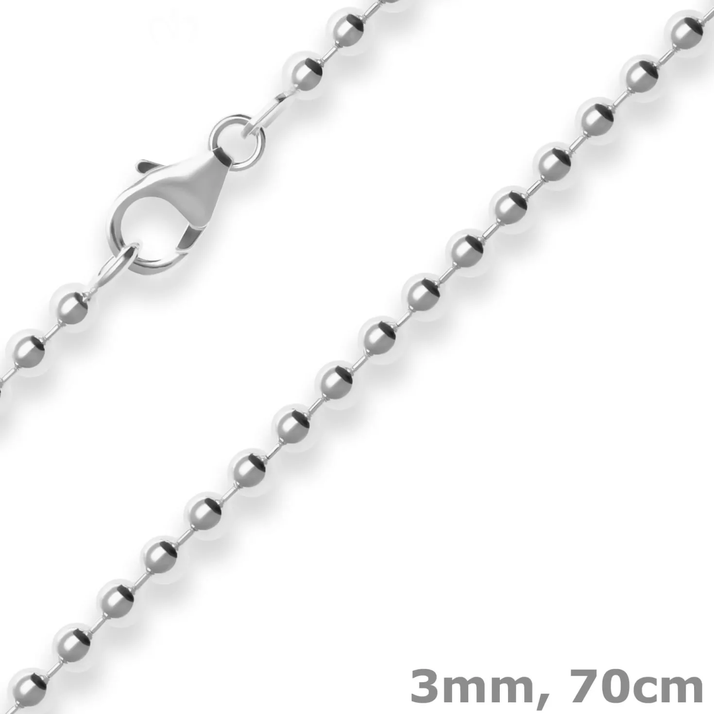 3mm Kugelkette Silberkette Collier Halskette aus 925 Silber 70cm
