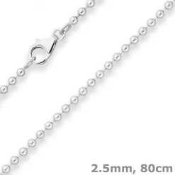 2,5mm Kugelkette Silberkette Collier Halskette aus 925 Silber 80cm