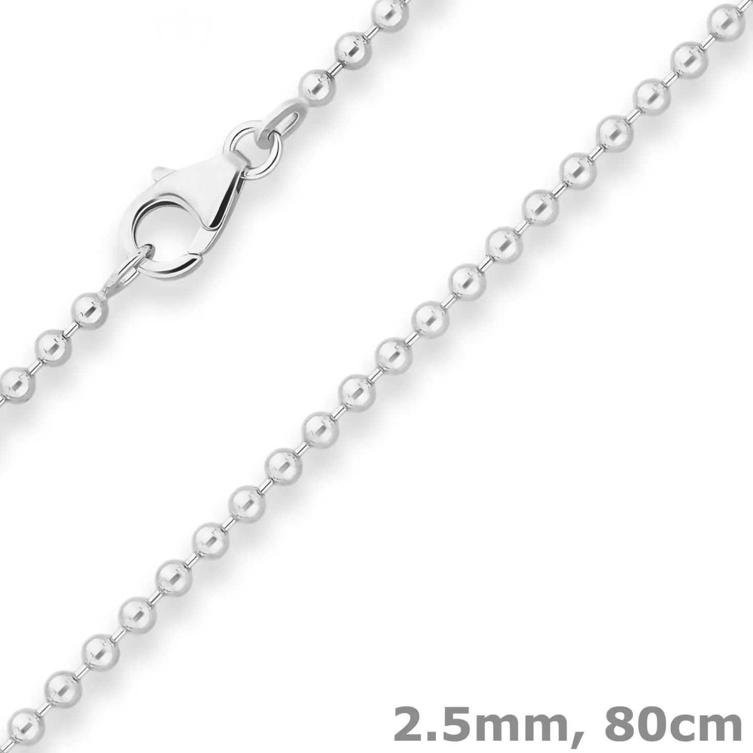 2,5mm Kugelkette Silberkette Collier Halskette aus 925 Silber 80cm