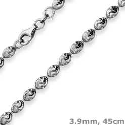 3,9mm Kugelkette Silberkette Collier Halskette aus 925 Silber rhodiniert 45cm