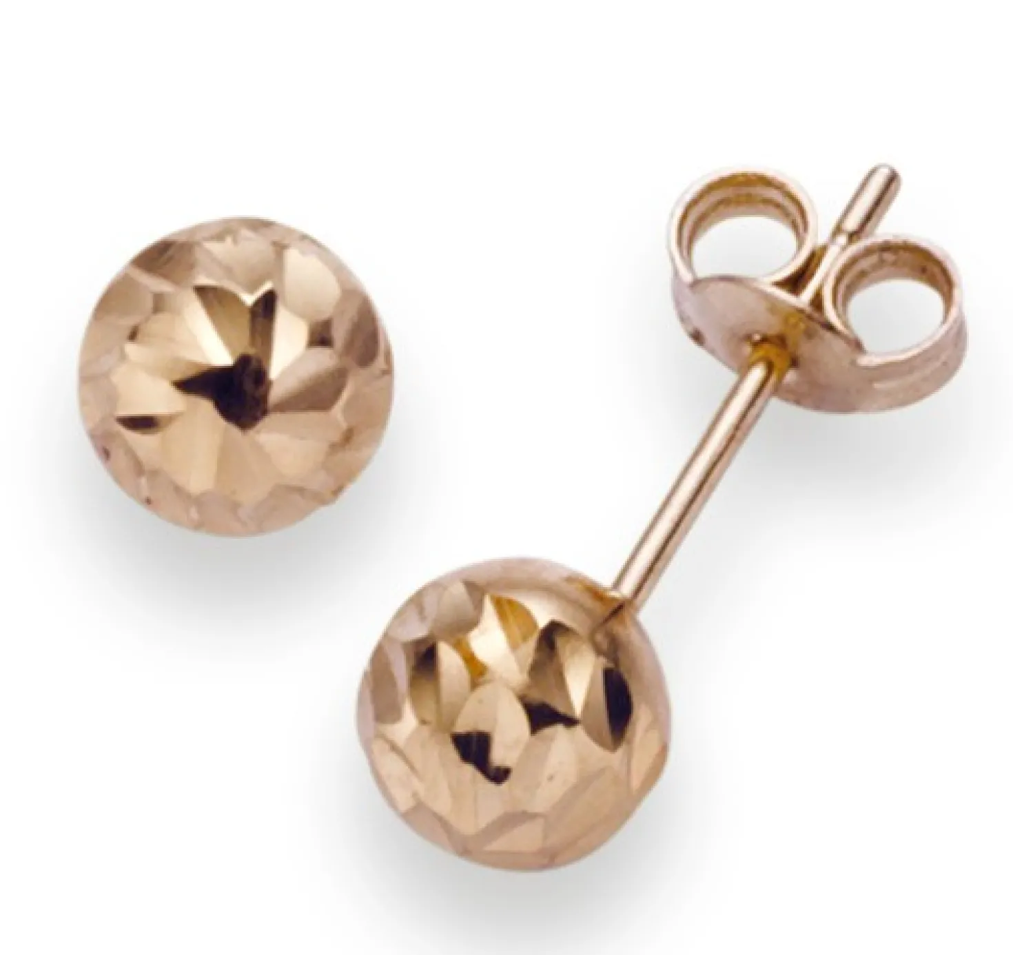 6mm Kugel Ohrstecker Stecker Ohrschmuck 585 Gold Rotgold diamantiert