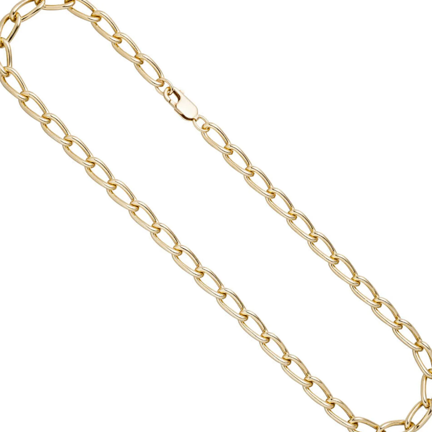 6,9mm Lang-Panzerkette Kette Halskette aus 925 Silber Gelbgold vergoldet, 45cm