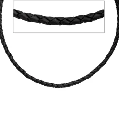 3,8mm Lederkette Kette Halskette Halsschmuck schwarz 925 Silber 45cm