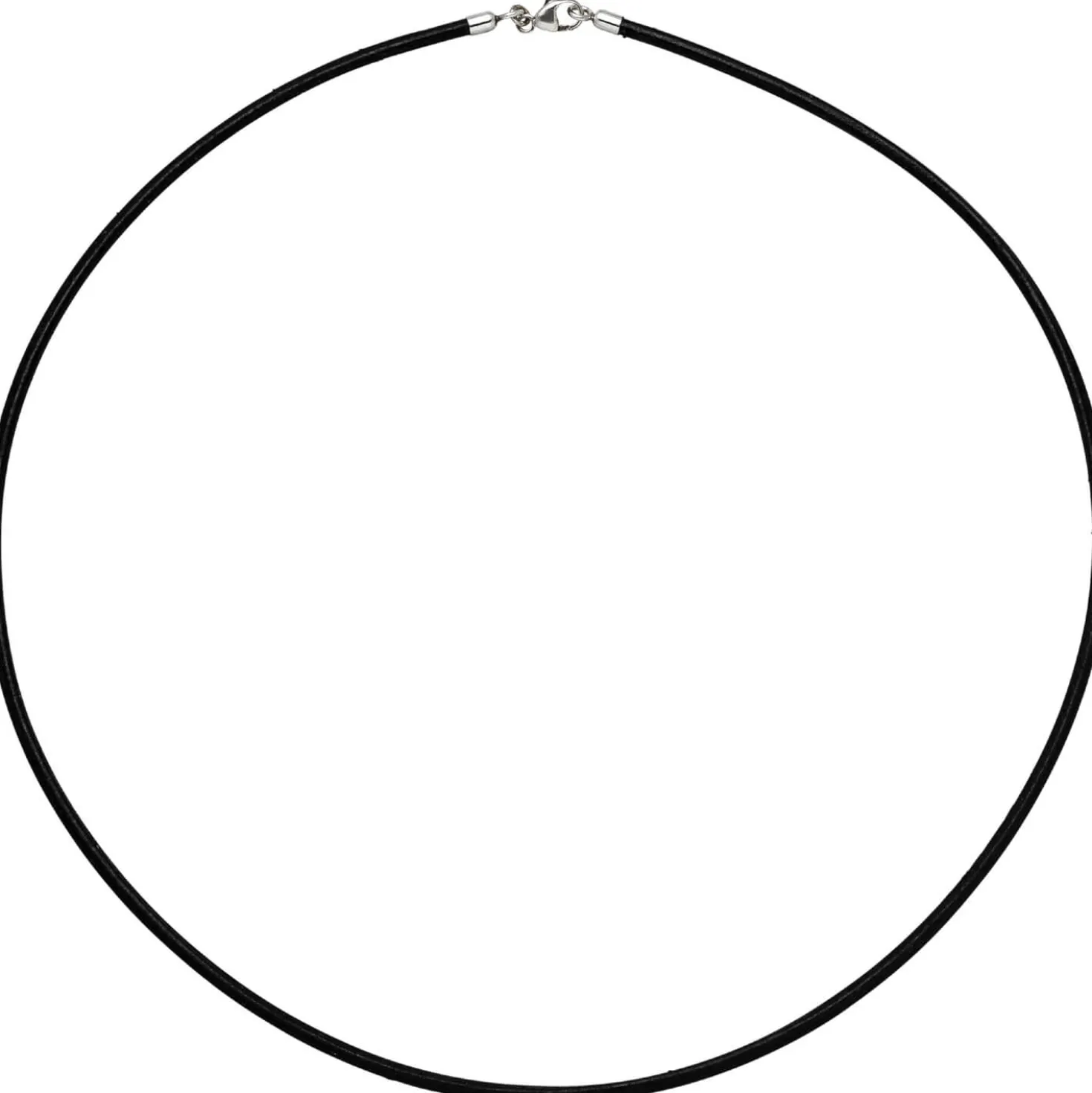 2mm Lederkette Lederband, schwarz, Karabiner 925 Silber, Unisex, 50cm