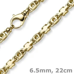 6,5mm Monte Carlo Armband Armkette aus 585 Gold Gelbgold massiv 22cm