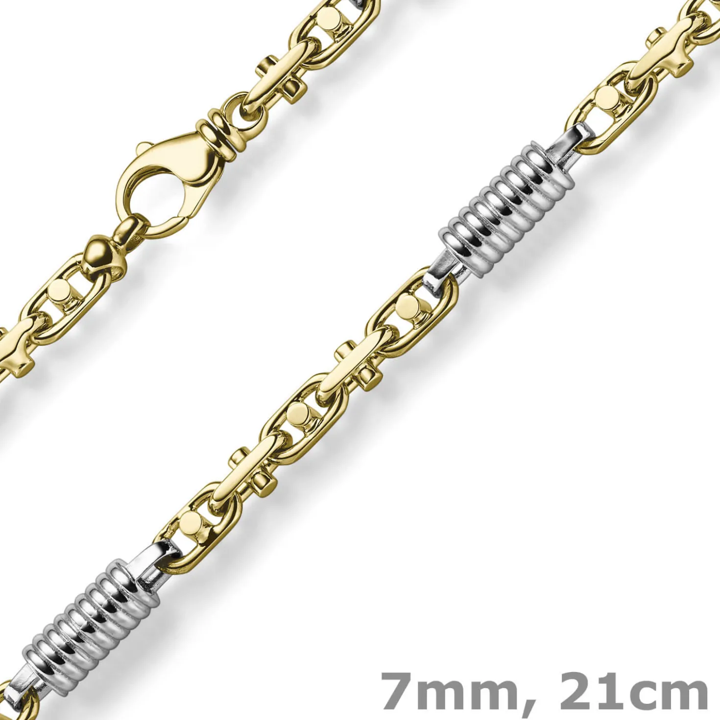 7mm Monte Carlo Armband aus 585 Gold Gelbgold Weißgold massiv bicolor 21cm