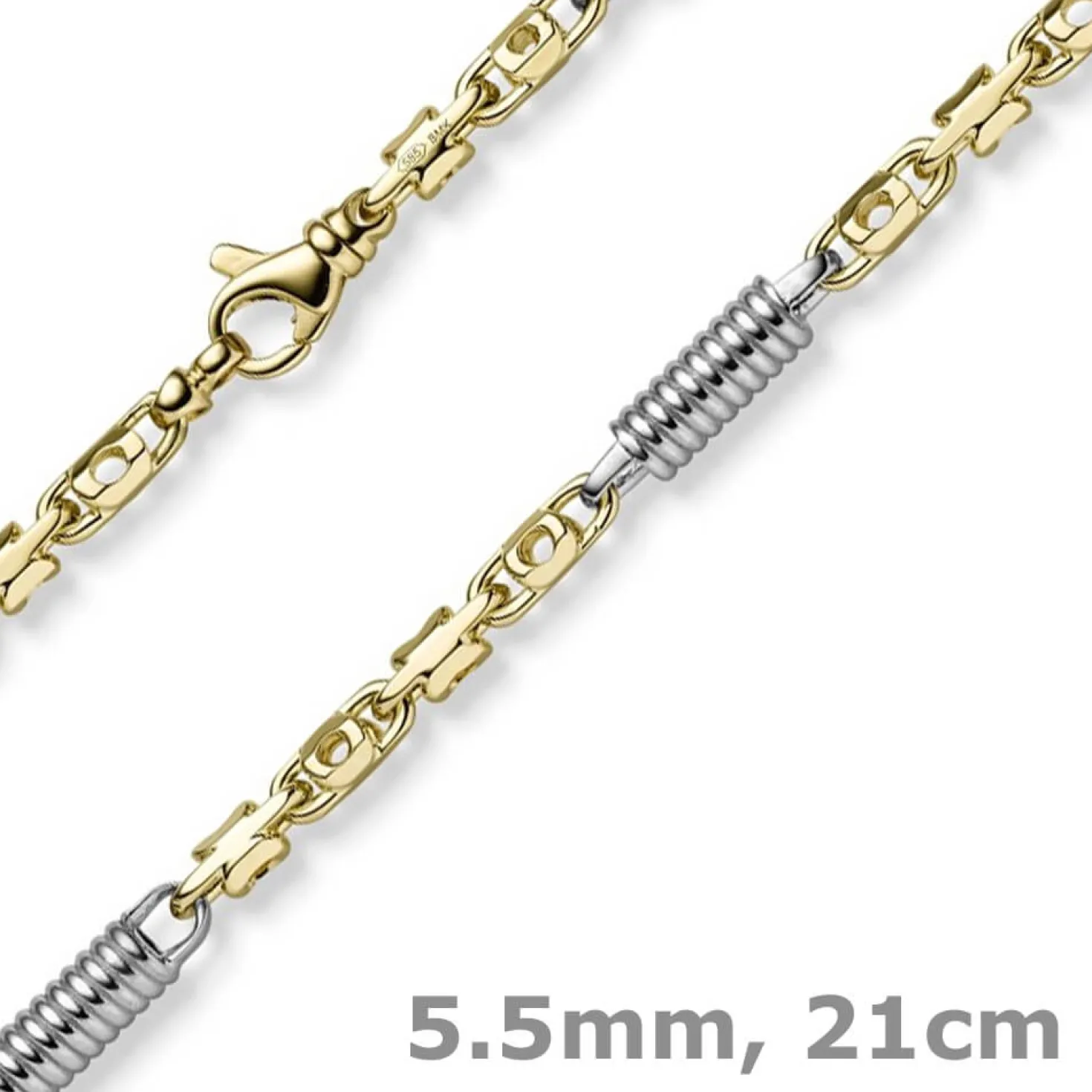 5,5mm Monte Carlo Armband 585 Gold Gelbgold Weißgold massiv bicolor 21cm Herren