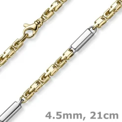 4,5mm Monte Carlo Armband 585 Gold Gelbgold Weißgold massiv bicolor 21cm Herren