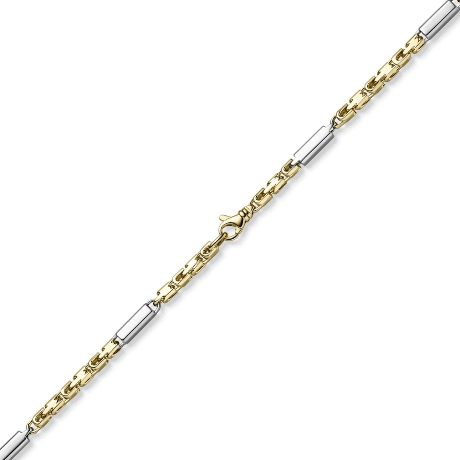 4,5mm Monte Carlo Armband 585 Gold Gelbgold Weißgold massiv bicolor 21cm Herren