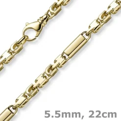5,5mm Monte Carlo Herren Armband aus 585 Gold Gelbgold massiv 22cm