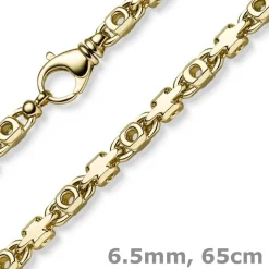 6,5mm Monte Carlo Kette Halskette aus 585 Gold Gelbgold massiv 65cm