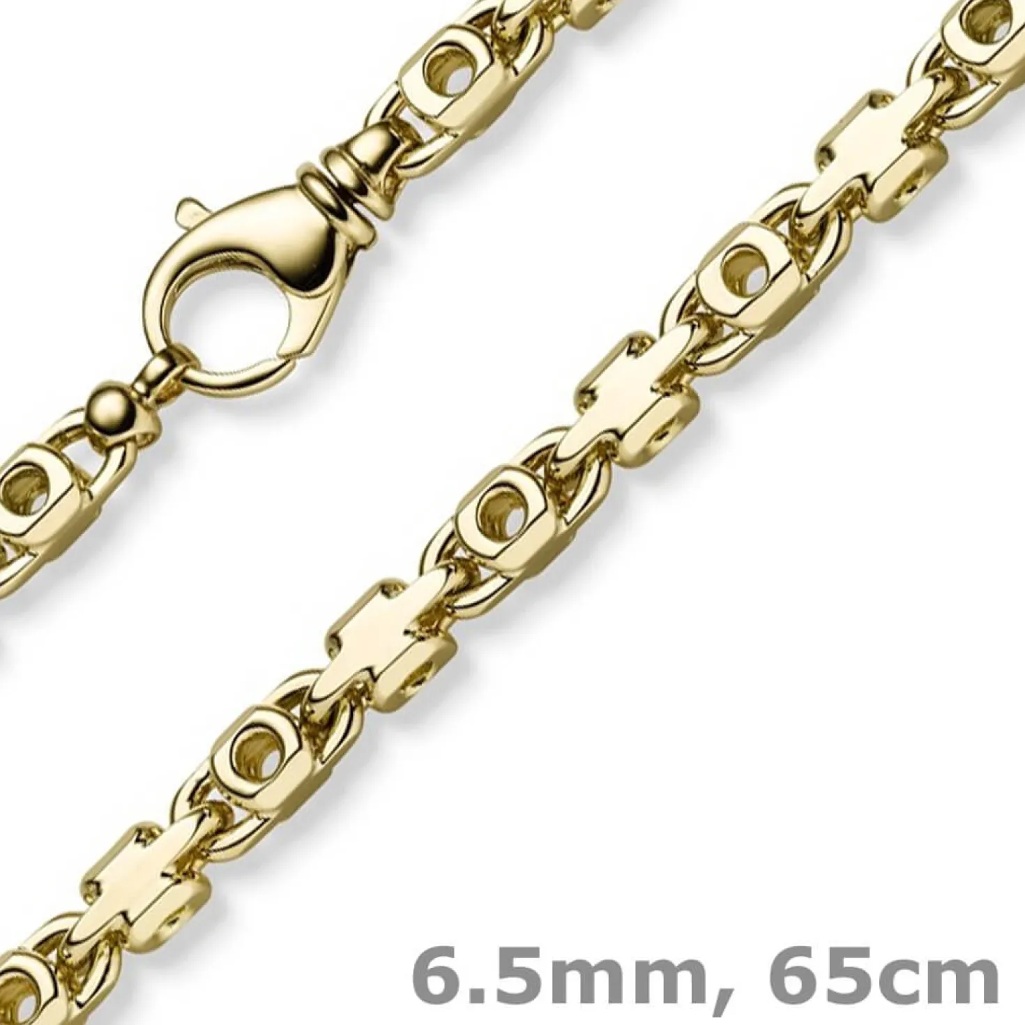 6,5mm Monte Carlo Kette Halskette aus 585 Gold Gelbgold massiv 65cm