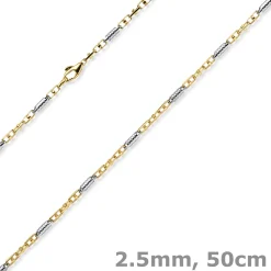 2,5mm Monte Carlo Kette Halskette aus 585 Gold Gelbgold Weißgold massiv 50cm