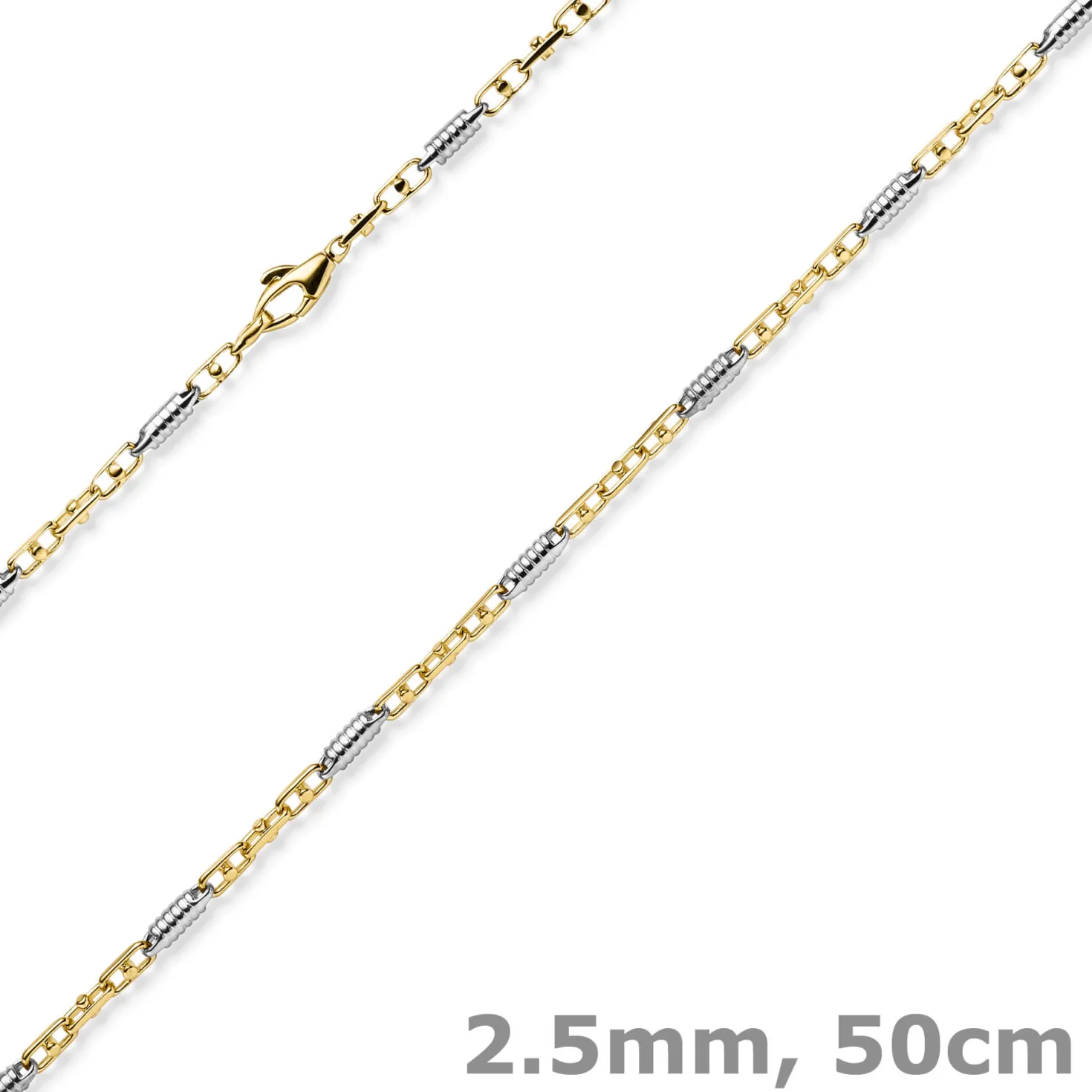 2,5mm Monte Carlo Kette Halskette aus 585 Gold Gelbgold Weißgold massiv 50cm
