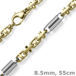 8,5mm Monte Carlo Kette Halskette 585 Gold Gelbgold Weißgold massiv bicolor 55cm