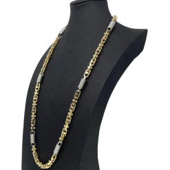 8,5mm Monte Carlo Kette Halskette 585 Gold Gelbgold Weißgold massiv bicolor 70cm