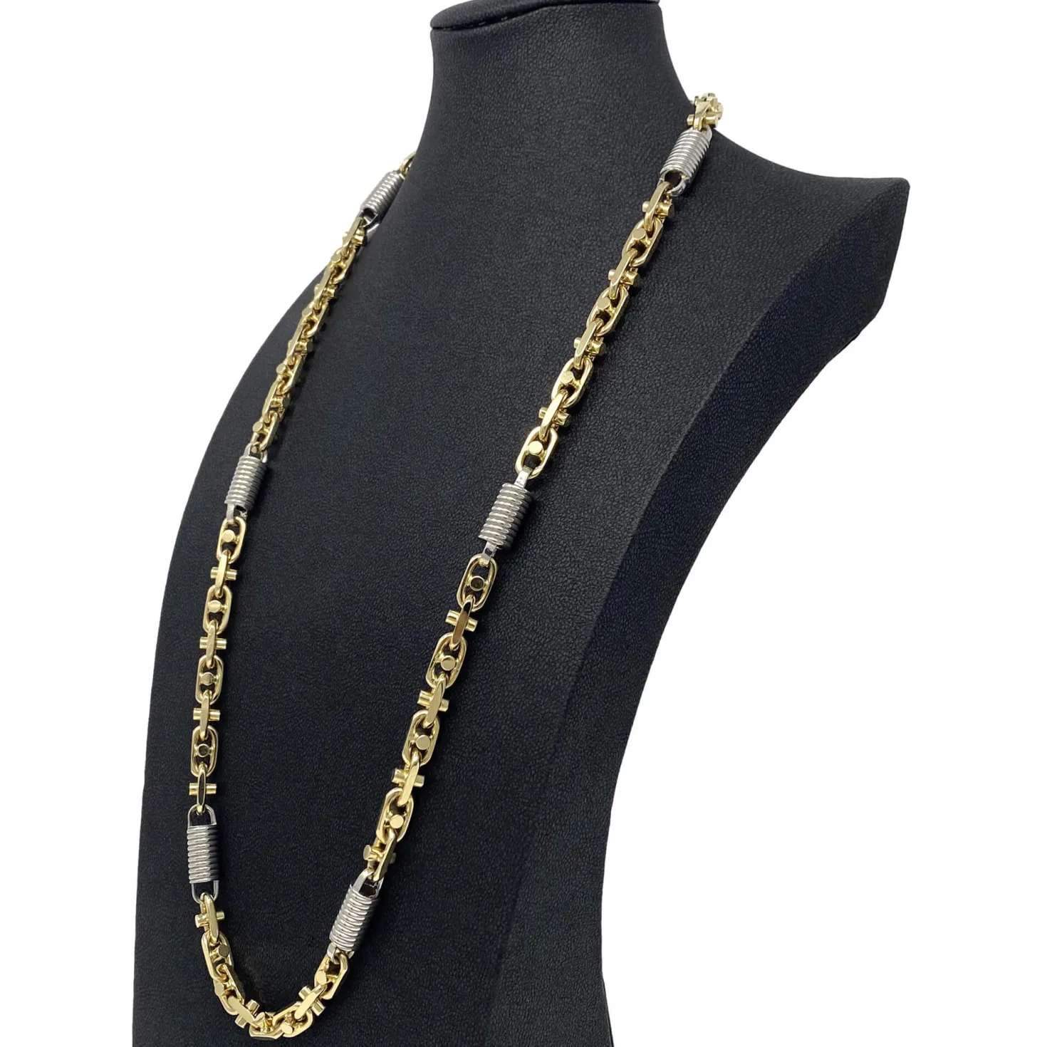 8,5mm Monte Carlo Kette Halskette 585 Gold Gelbgold Weißgold massiv bicolor 70cm