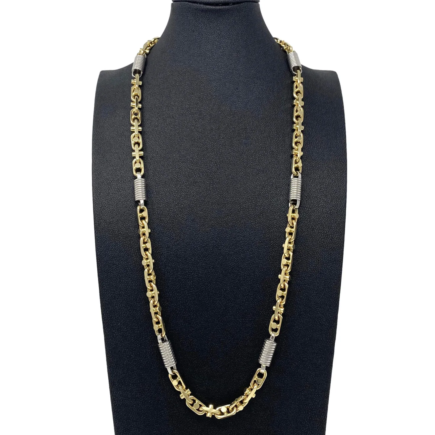 8,5mm Monte Carlo Kette Halskette 585 Gold Gelbgold Weißgold massiv bicolor 70cm