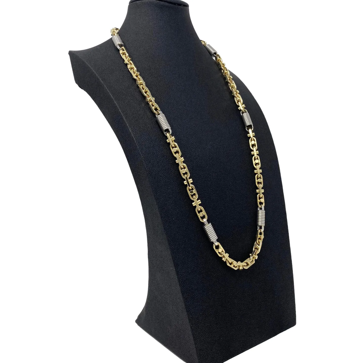 8,5mm Monte Carlo Kette Halskette 585 Gold Gelbgold Weißgold massiv bicolor 70cm