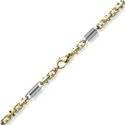 8,5mm Monte Carlo Kette Halskette 585 Gold Gelbgold Weißgold massiv bicolor 60cm