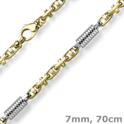 7mm Monte Carlo Kette Halskette 750 Gold Gelbgold Weißgold massiv bicolor 70cm