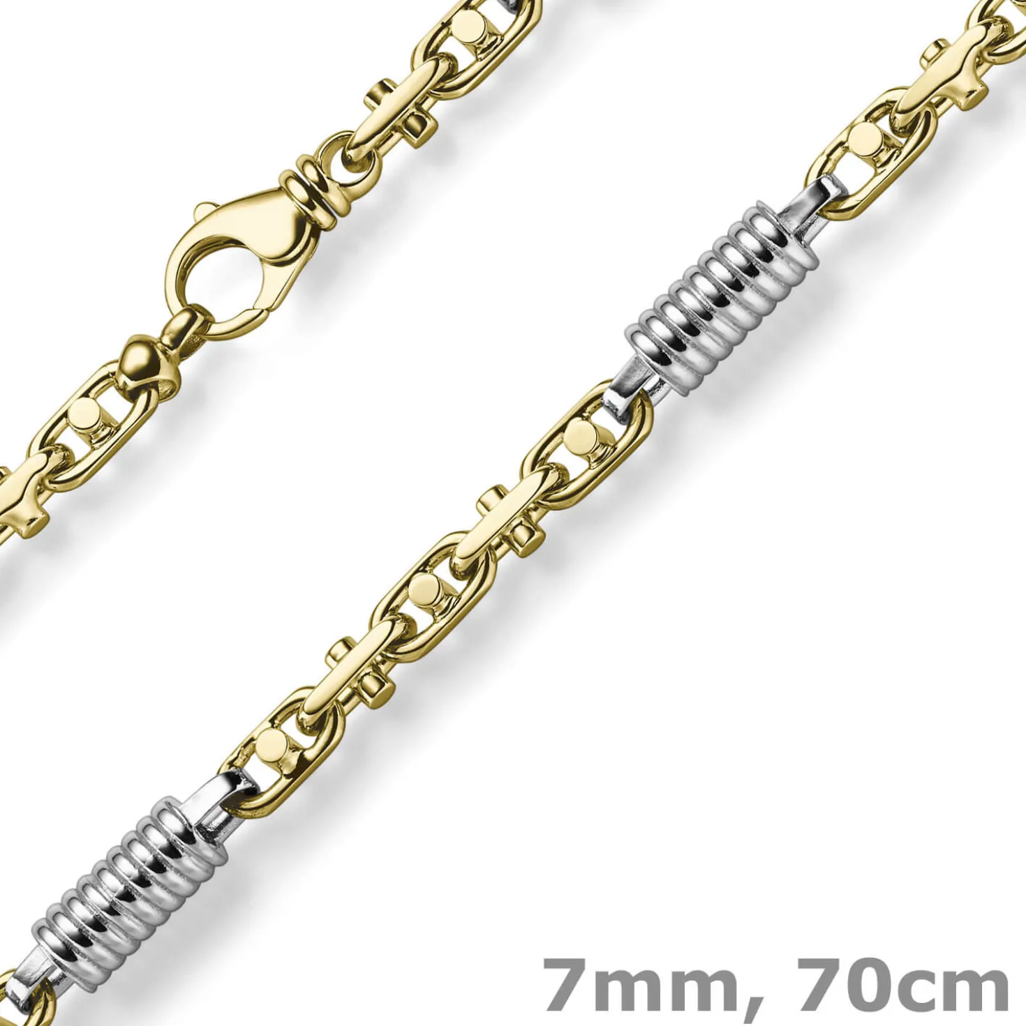 7mm Monte Carlo Kette Halskette 750 Gold Gelbgold Weißgold massiv bicolor 70cm
