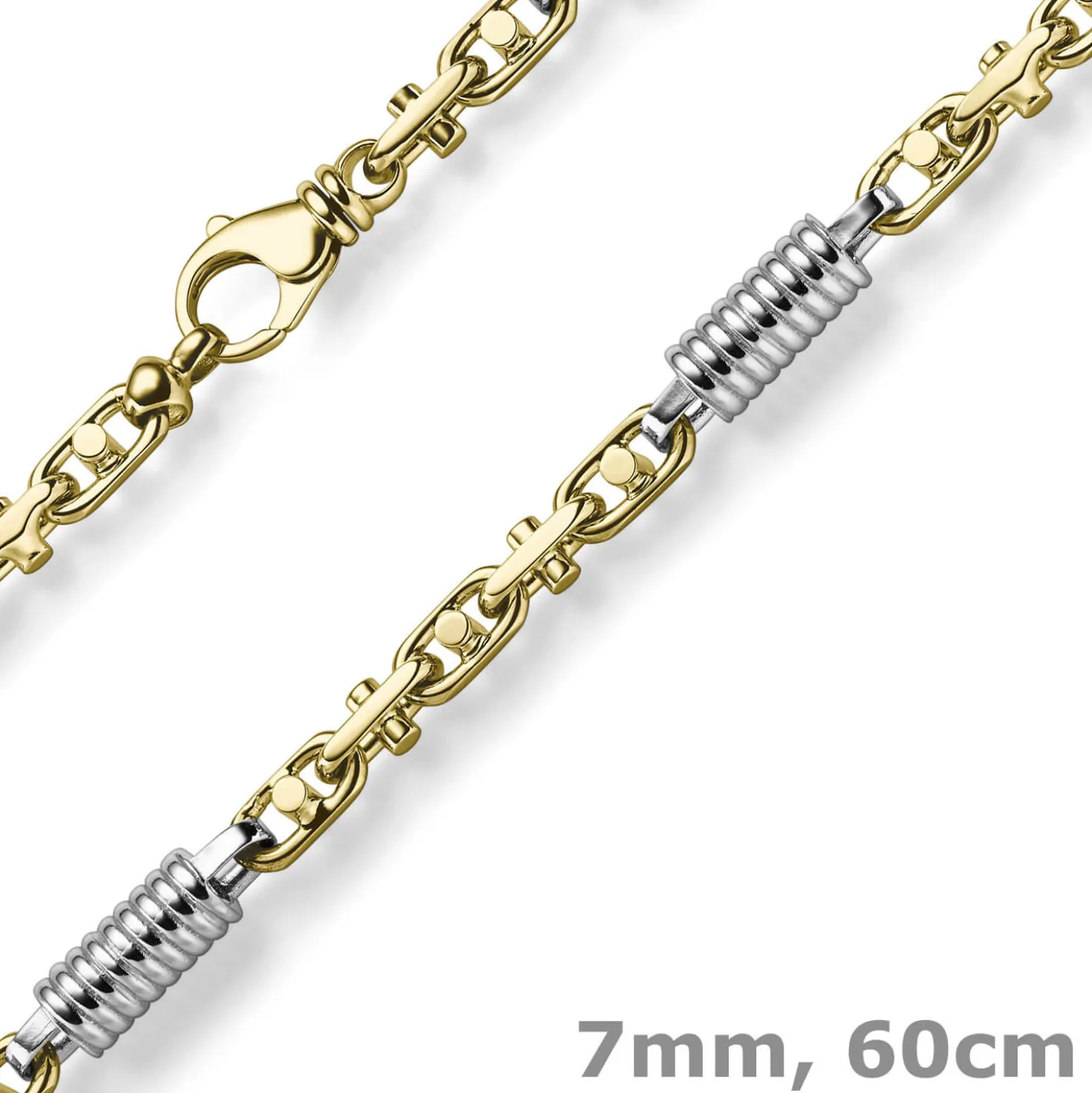 7mm Monte Carlo Kette Halskette 750 Gold Gelbgold Weißgold massiv bicolor 60cm