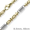 8,5mm Monte Carlo Kette Halskette 750 Gold Gelbgold Weißgold massiv bicolor 60cm