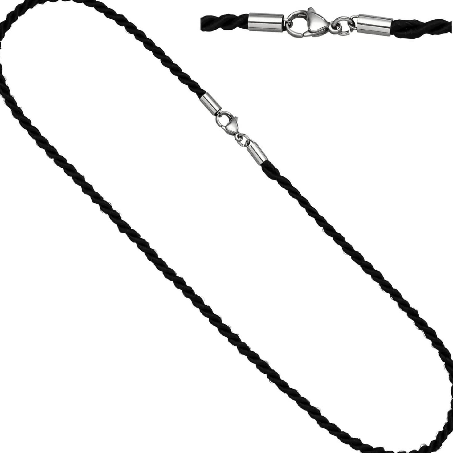 2,9mm Nylonkordel schwarze Kette aus Edelstahl Halsschmuck, 45cm