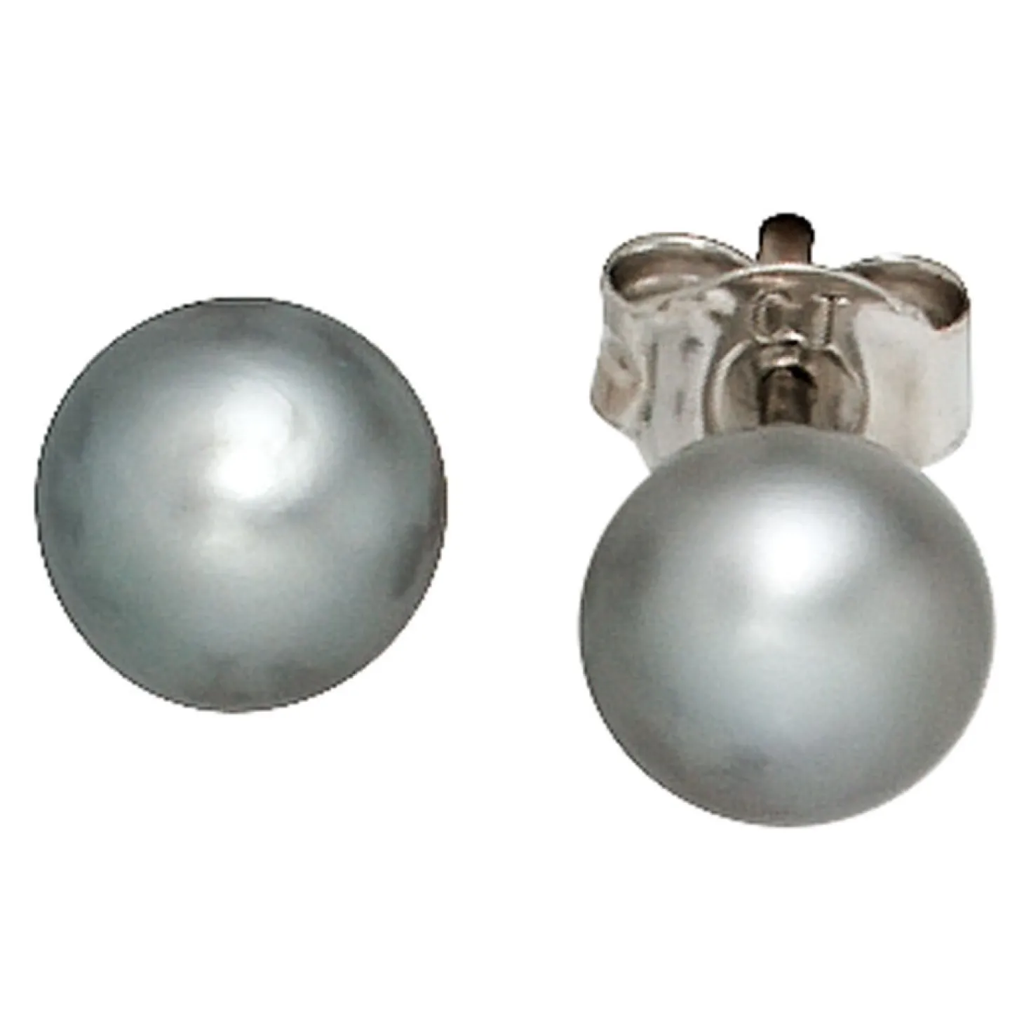6-6,5mm Ohrstecker Perlenohrstecker mit Süßwasser Perlen, grau, 925 Silber