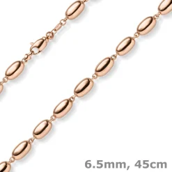6,5mm Oliven-Kette Halskette Collier aus 585 Gold Rotgold glänzend 45cm