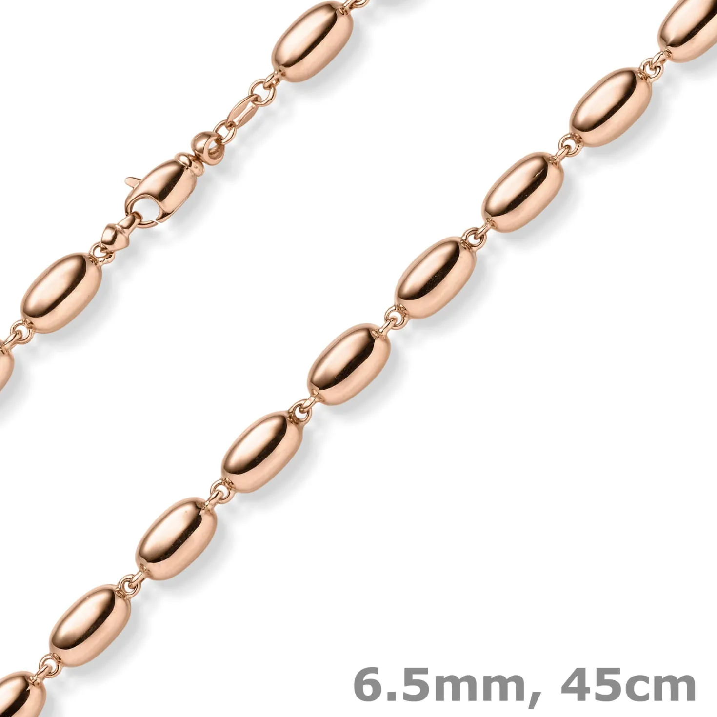 6,5mm Oliven-Kette Halskette Collier aus 585 Gold Rotgold glänzend 45cm