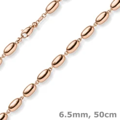 6,5mm Oliven-Kette Halskette Collier aus 585 Gold Rotgold glänzend 50cm