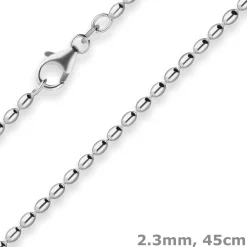 2,3mm Oliven-Kette Silberkette Collier Halskette aus 925 Silber 45cm