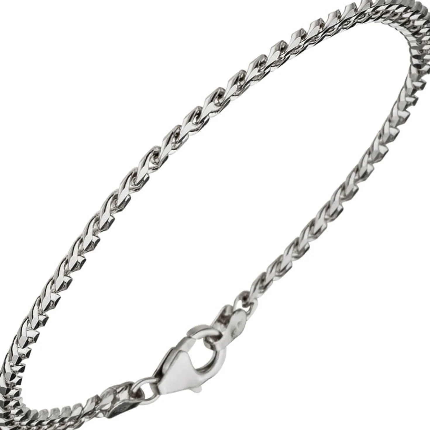 3,6mm Panzerarmband Armband Armkette aus 925 Silber rhodiniert 19cm