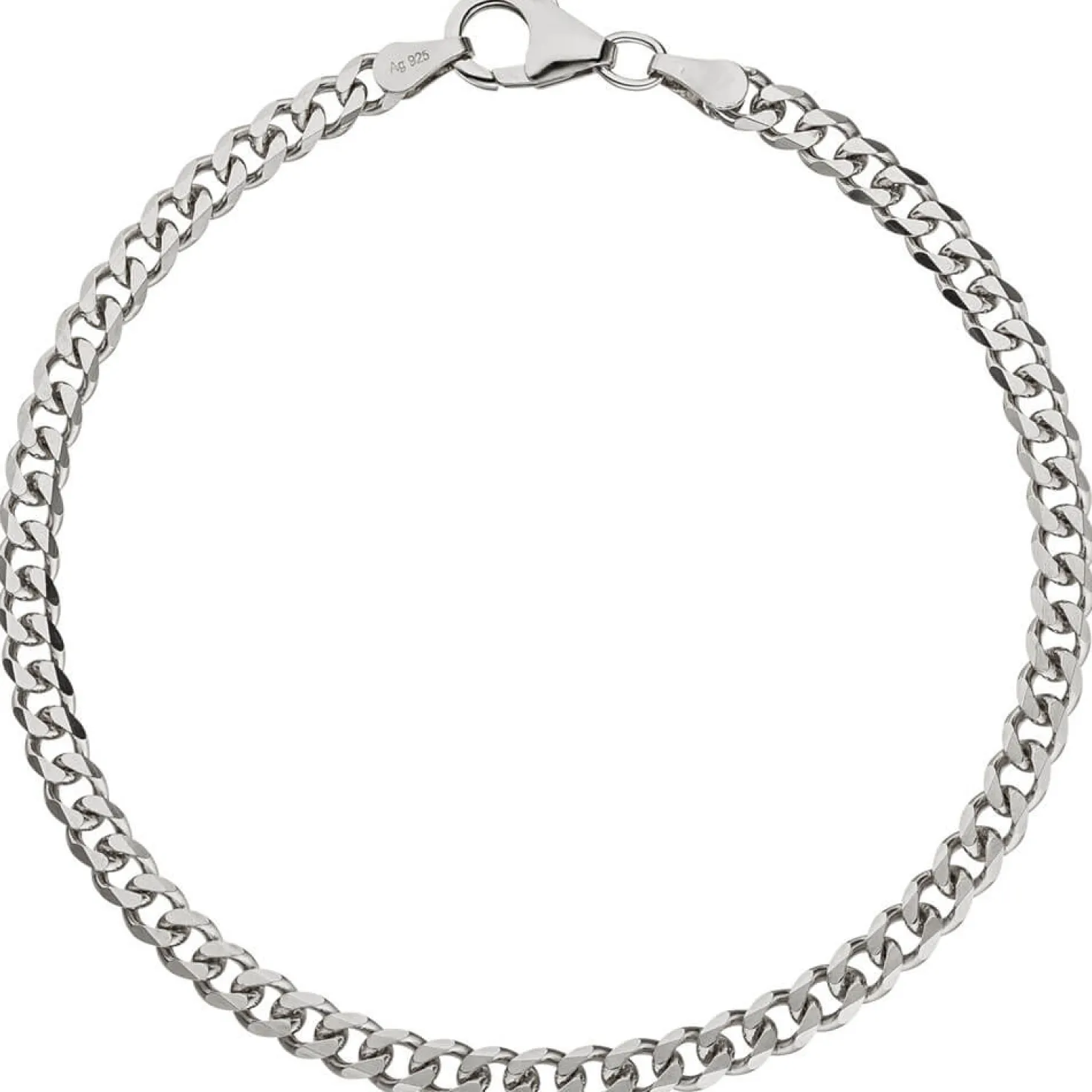 3,6mm Panzerarmband Armband Armkette aus 925 Silber rhodiniert 19cm