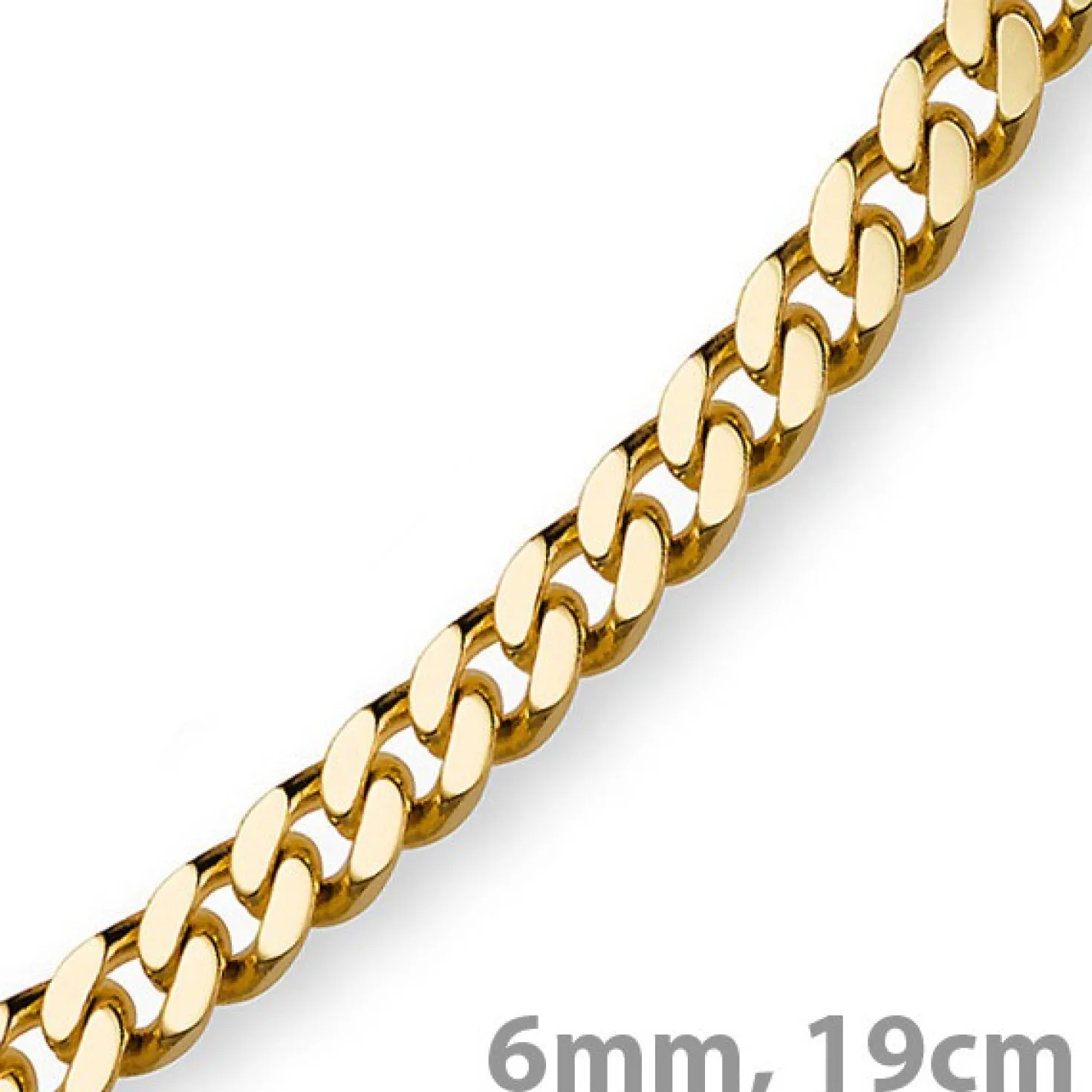 6mm Panzerarmband Armband Armkette, 750 Gold Gelbgold, 19cm, Herren