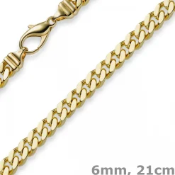 6mm Panzerarmband Armband Armkette, 750 Gold Gelbgold, 21cm, Herren