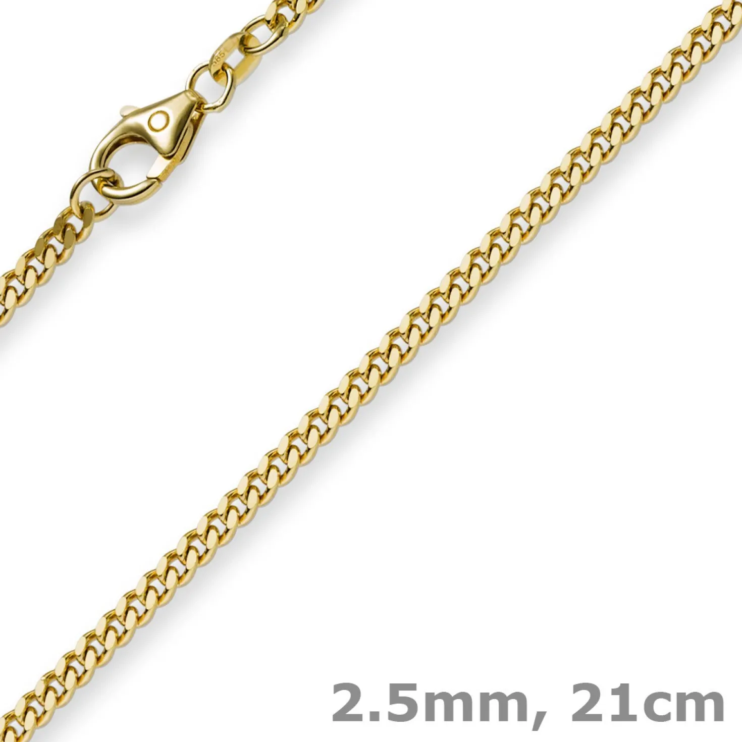 2,5mm Panzerarmband Armband Armkette, 585 Gold Gelbgold, 21cm, Unisex