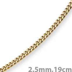 2,5mm Panzerarmband Armband Armkette, 585 Gold Gelbgold, 19cm, Unisex