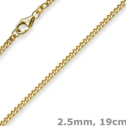 2,5mm Panzerarmband Armband Armkette, 750 Gold Gelbgold, 19cm, Unisex